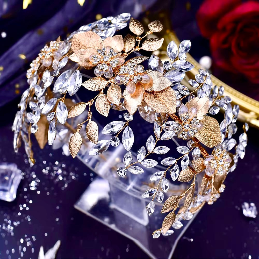 Wedding Hair Accessories - Crystal Bridal Headband - Available in Gold and Silver