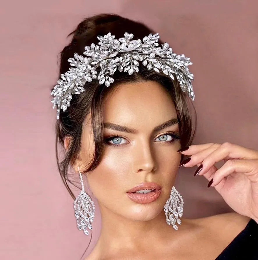 Silver Pearl & Cubic Zirconia Bridal Headpiece | Wedding  display picture 1