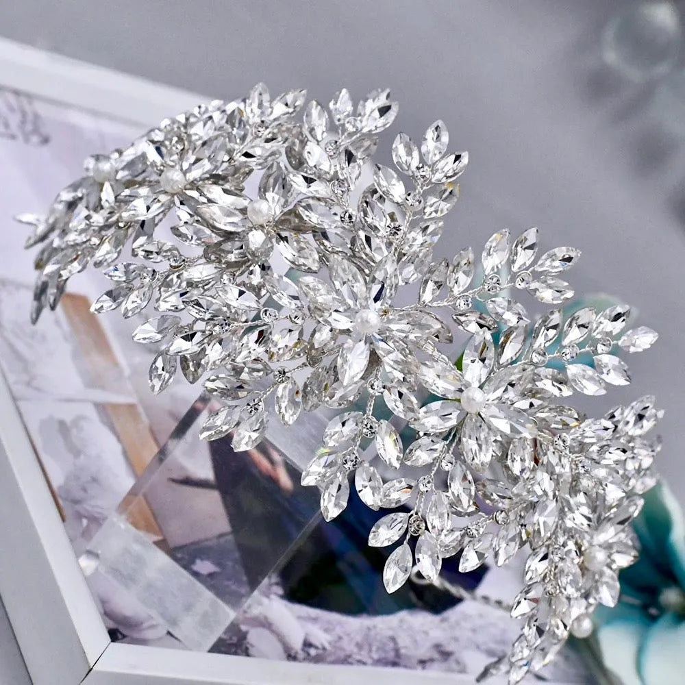 Wedding Hair Accessories - Silver Crystal and Pearl Bridal Hair Vine