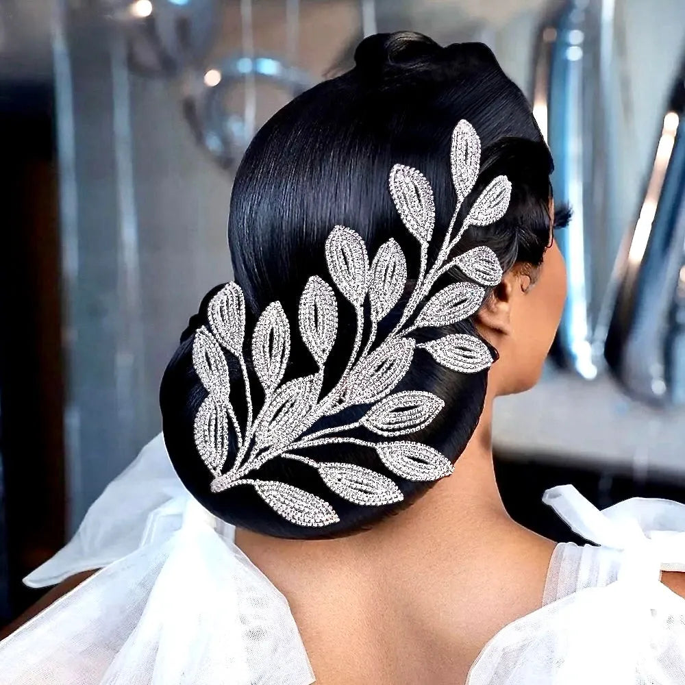 Wedding Hair Accessories - Crystal Leaf Bridal Headdress - Available in Silver and Gold