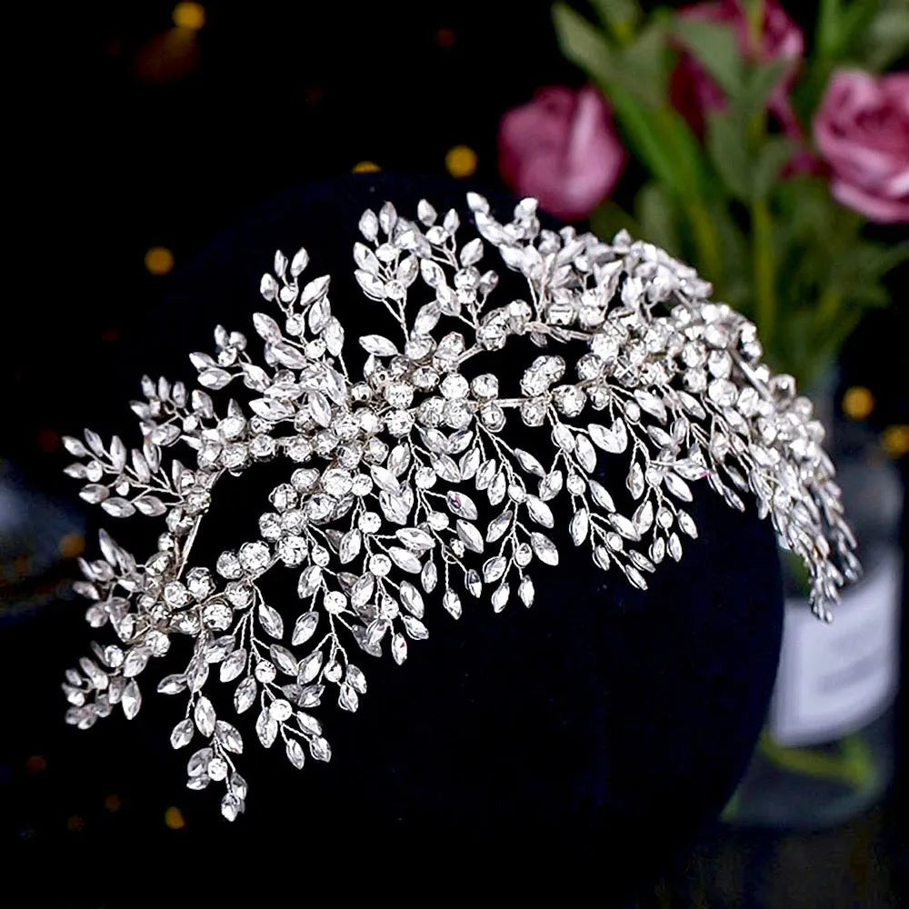 Wedding Hair Accessories - Crystal Bridal Headdress - Available in Silver and Yellow Gold
