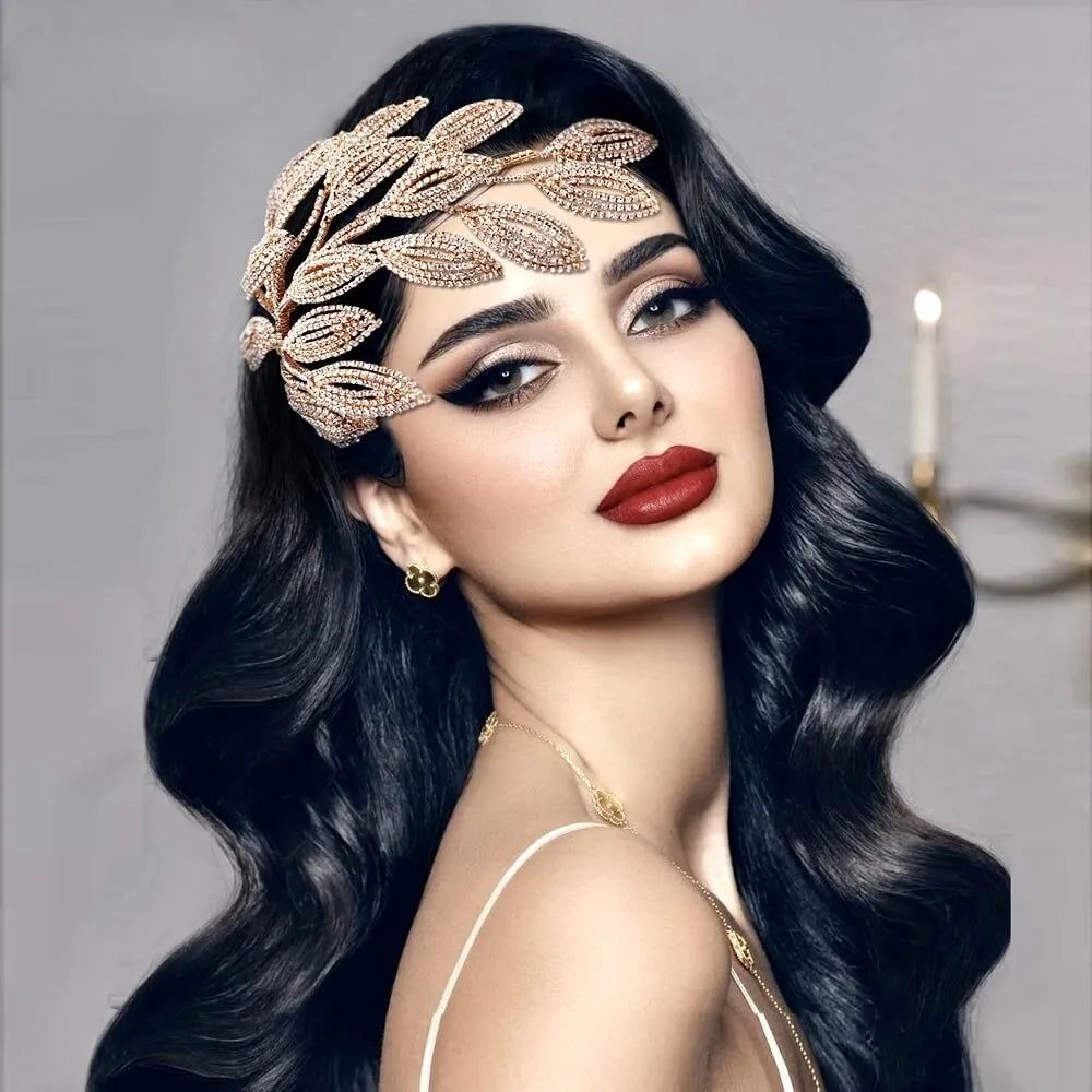 Wedding Hair Accessories - Crystal Leaf Bridal Headdress - Available in Silver and Gold