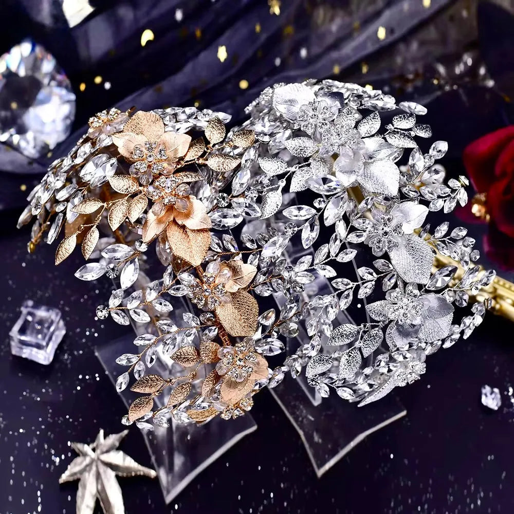 Wedding Hair Accessories - Crystal Bridal Headband - Available in Gold and Silver