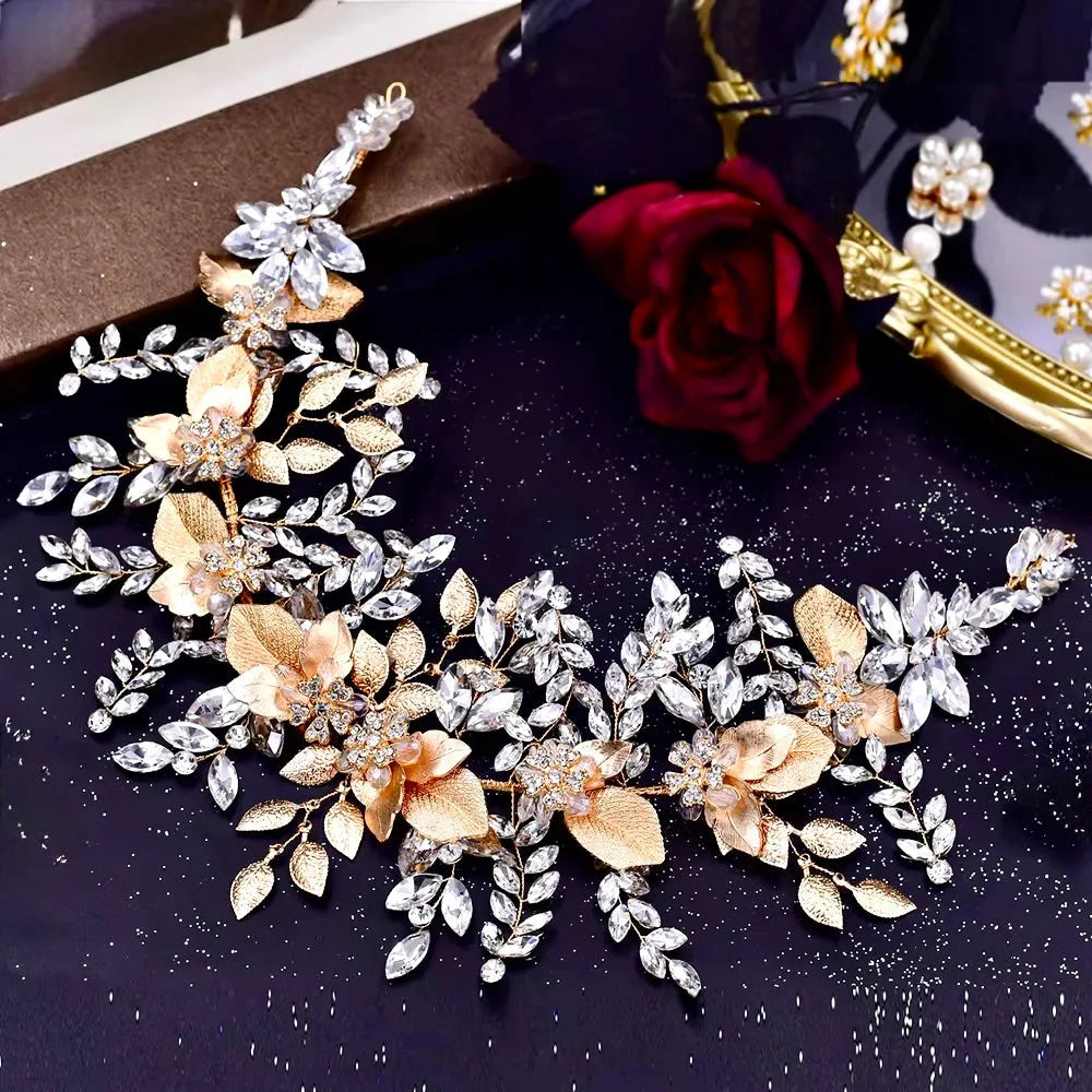 Wedding Hair Accessories - Crystal Bridal Headband - Available in Gold and Silver