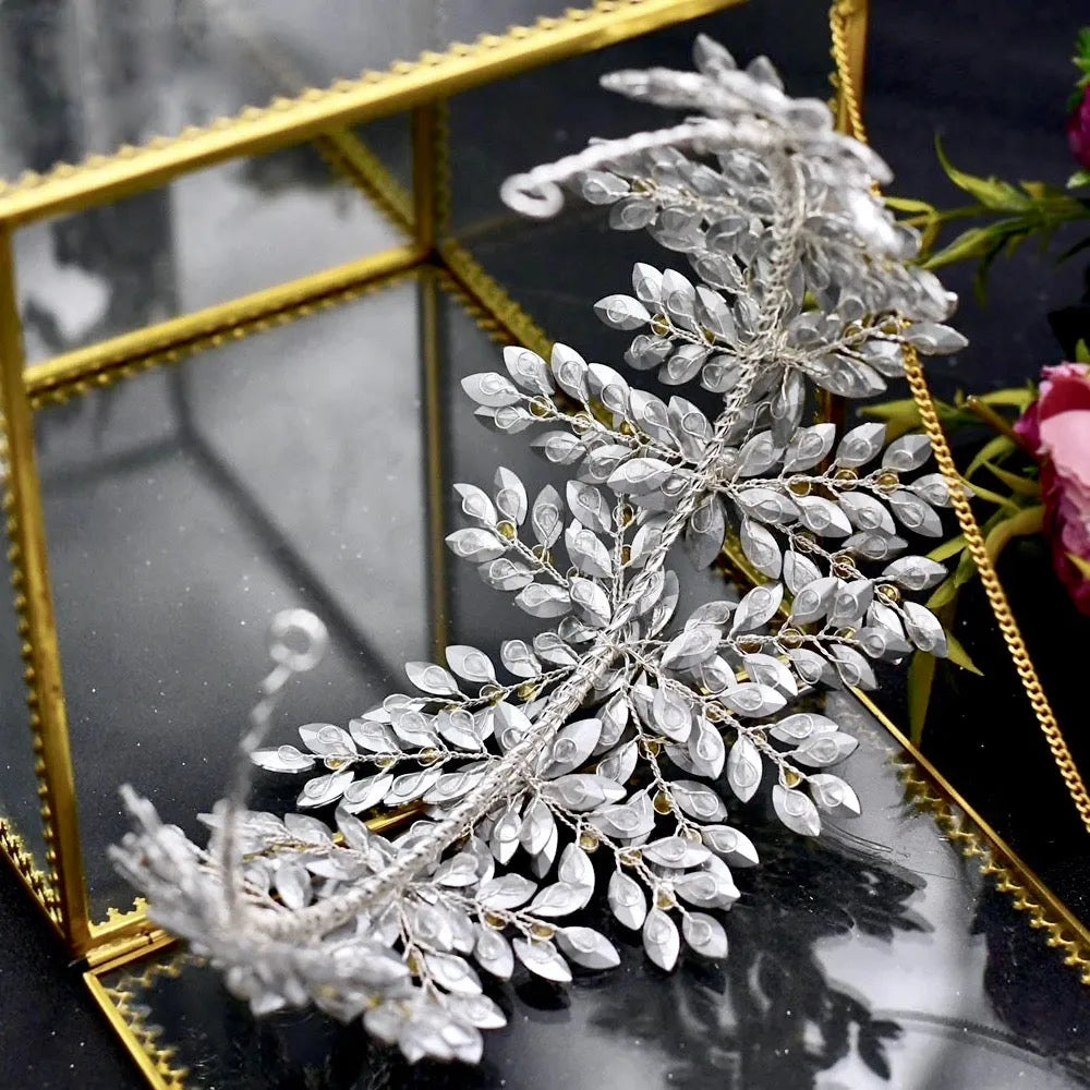 Wedding Hair Accessories - Silver Crystal and Pearl Bridal Hair Vine