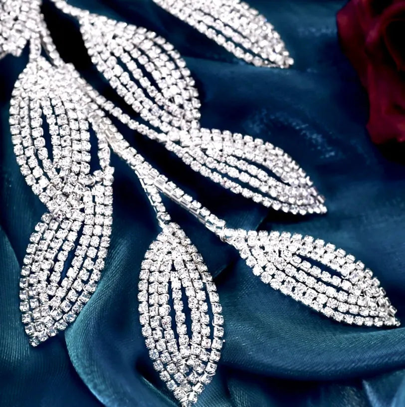 Wedding Hair Accessories - Crystal Leaf Bridal Headdress - Available in Silver and Gold