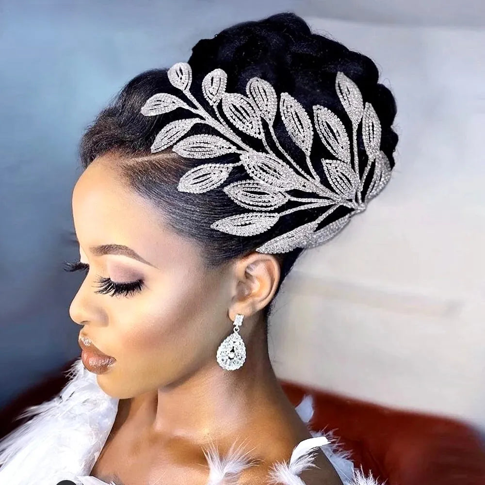 Wedding Hair Accessories - Crystal Leaf Bridal Headdress - Available in Silver and Gold