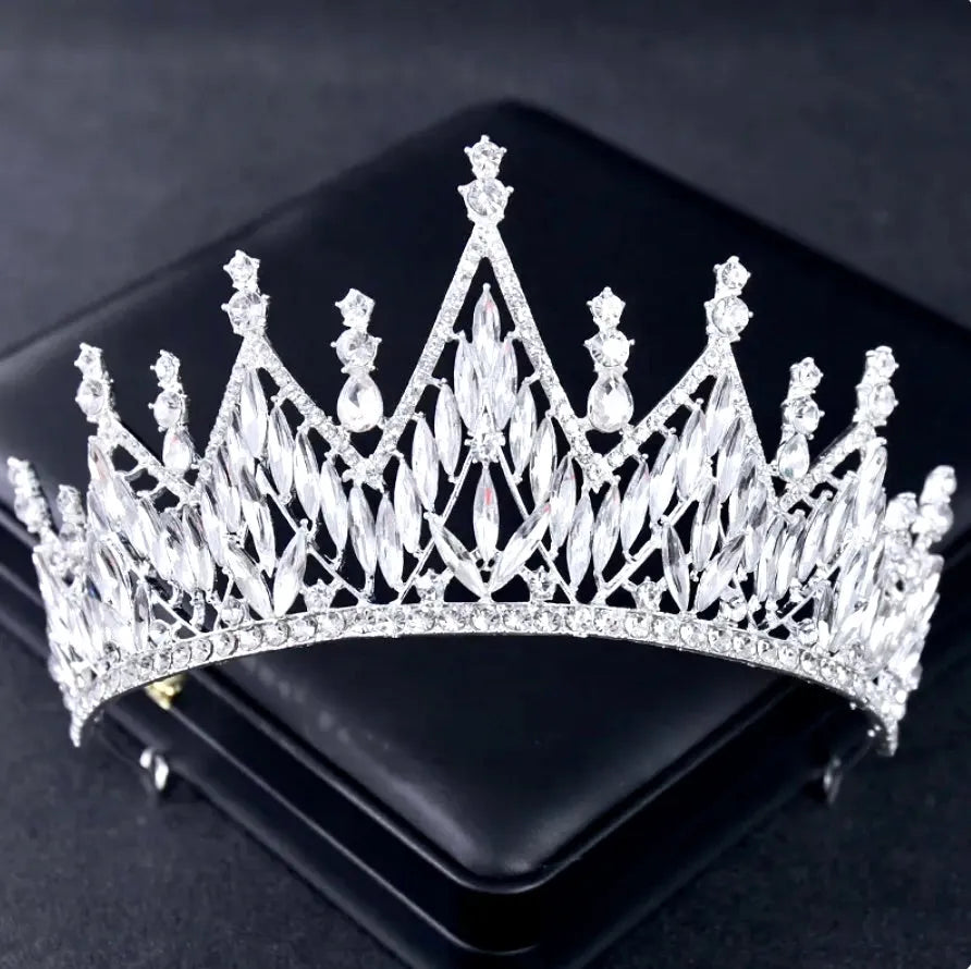 Wedding Jewelry and Accessories - Silver Cubic Zirconia 3-Piece Bridal Jewelry Set With Tiara