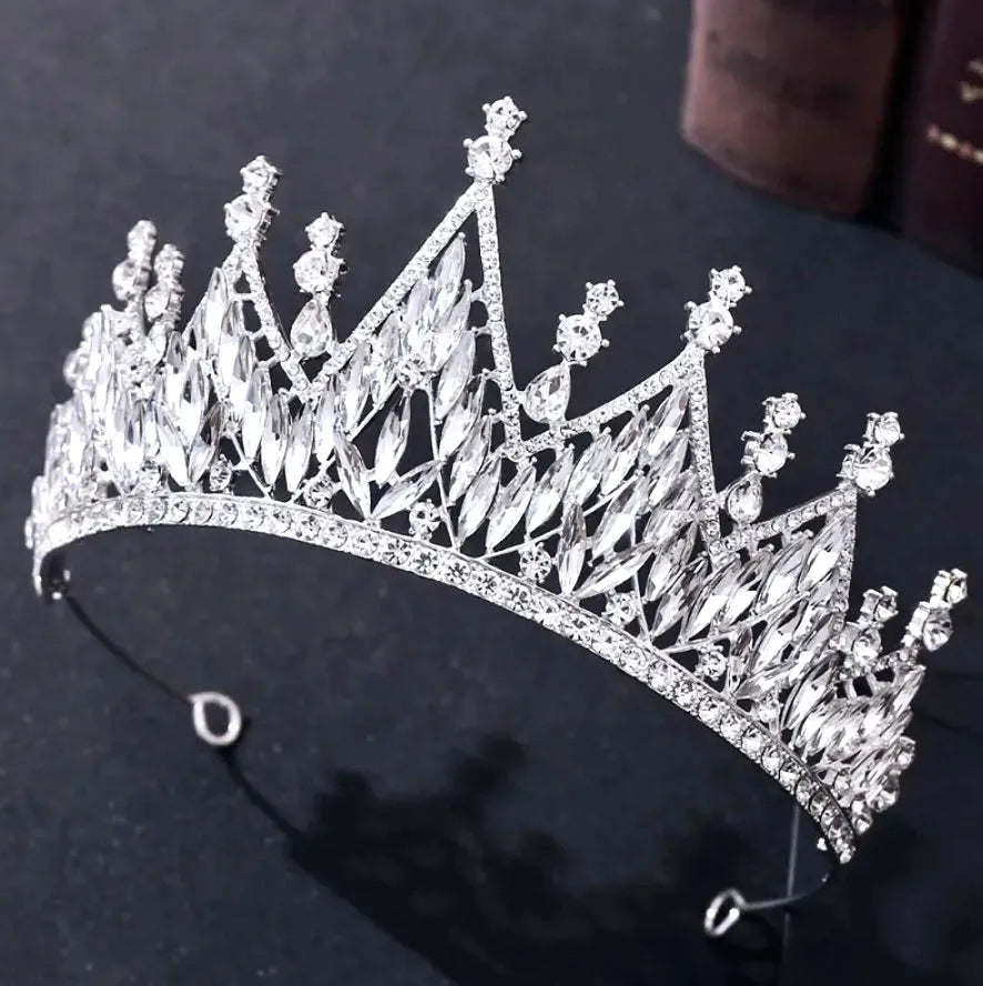 Wedding Jewelry and Accessories - Silver Cubic Zirconia 3-Piece Bridal Jewelry Set With Tiara