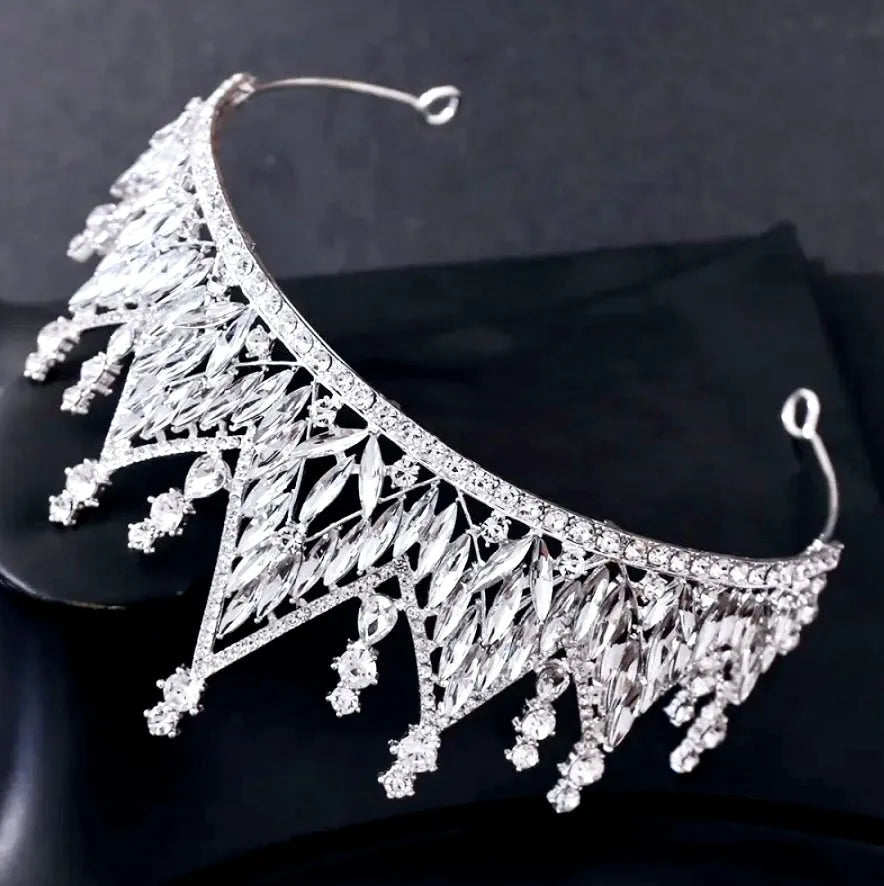 Wedding Jewelry and Accessories - Silver Cubic Zirconia 3-Piece Bridal Jewelry Set With Tiara