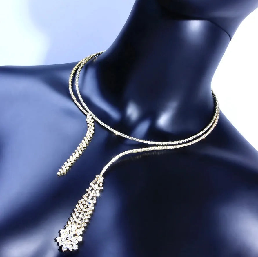 Wedding Jewelry - Crystal Bridal Necklace Set - Available in Silver and Gold