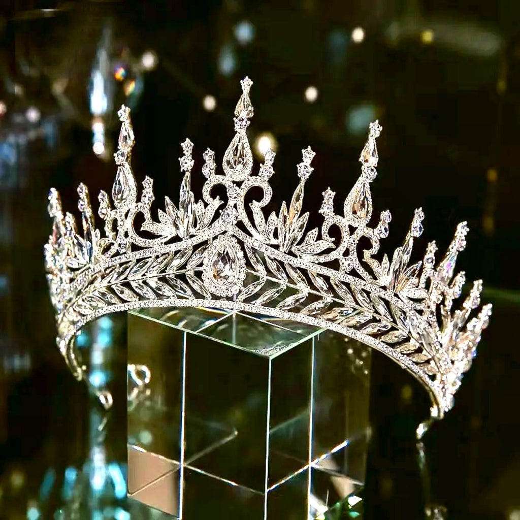 Tiara Square Teyana Cubic Zirconia Tall Bridal Tiara – Unique Wedding Crown | ADORA ...