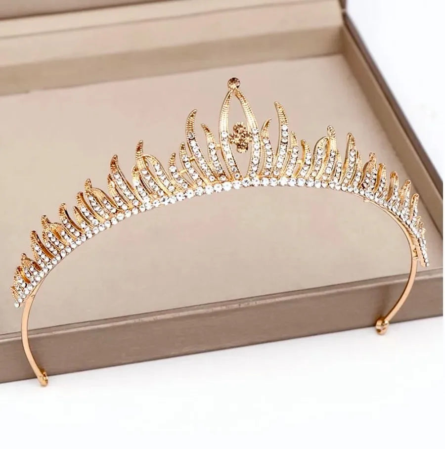 Gold Crystal Bridal Tiara Crown - Women Accessories Vorkoi Tiara and Crown for Women Crystal Queen Crowns  main image 4