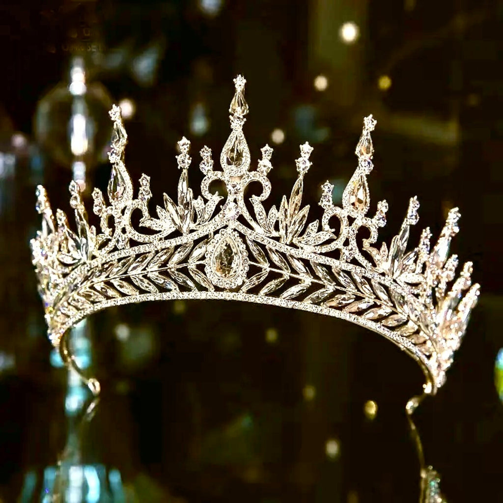 Wedding Hair Accessories - Cubic Zirconia Tall Bridal Tiara - Available in Silver and Gold