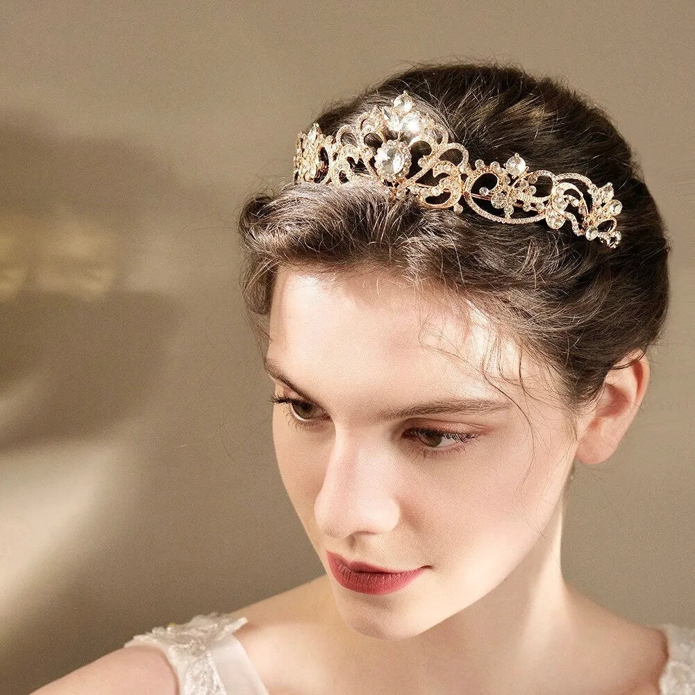 Wedding Hair Accessories - Rhinestone Bridal Tiara - Available in Silver, Yellow Gold and Rose Gold