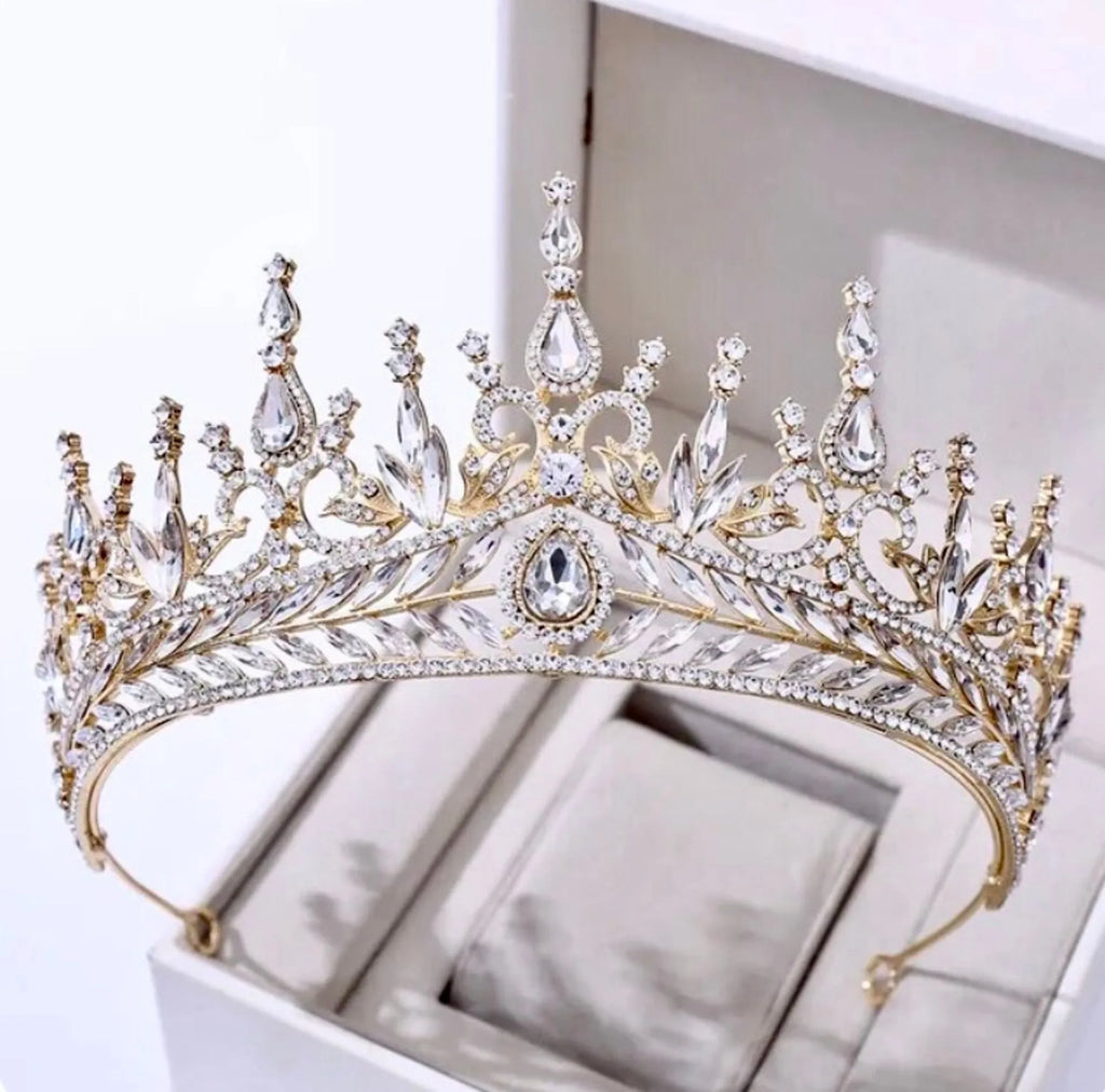 Wedding Hair Accessories - Cubic Zirconia Tall Bridal Tiara - Available in Silver and Gold