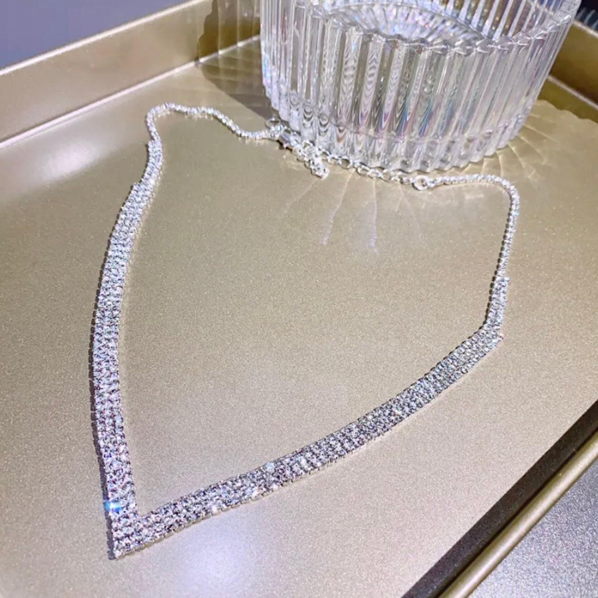 Wedding Jewelry Crystal V-Shaped Wedding Necklace ADORA by Simona