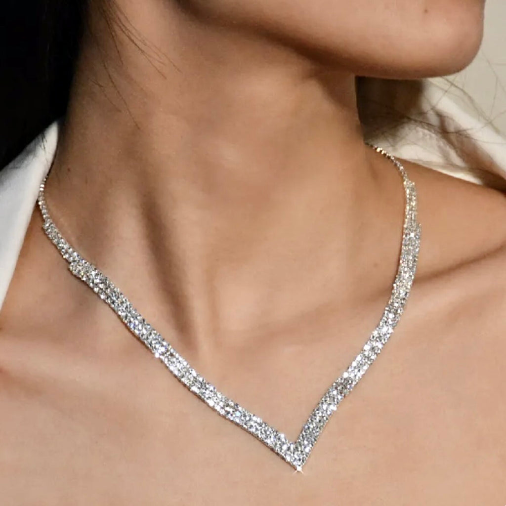 Wedding Jewelry - Crystal V-Shaped Bridal Necklace
