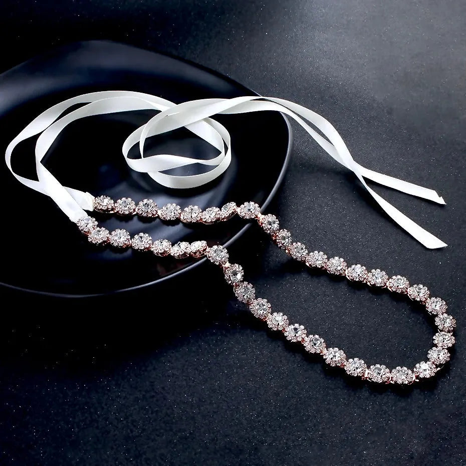 Wedding Accessories - Crystal Bridal Belt - Available in Silver and Rose Gold