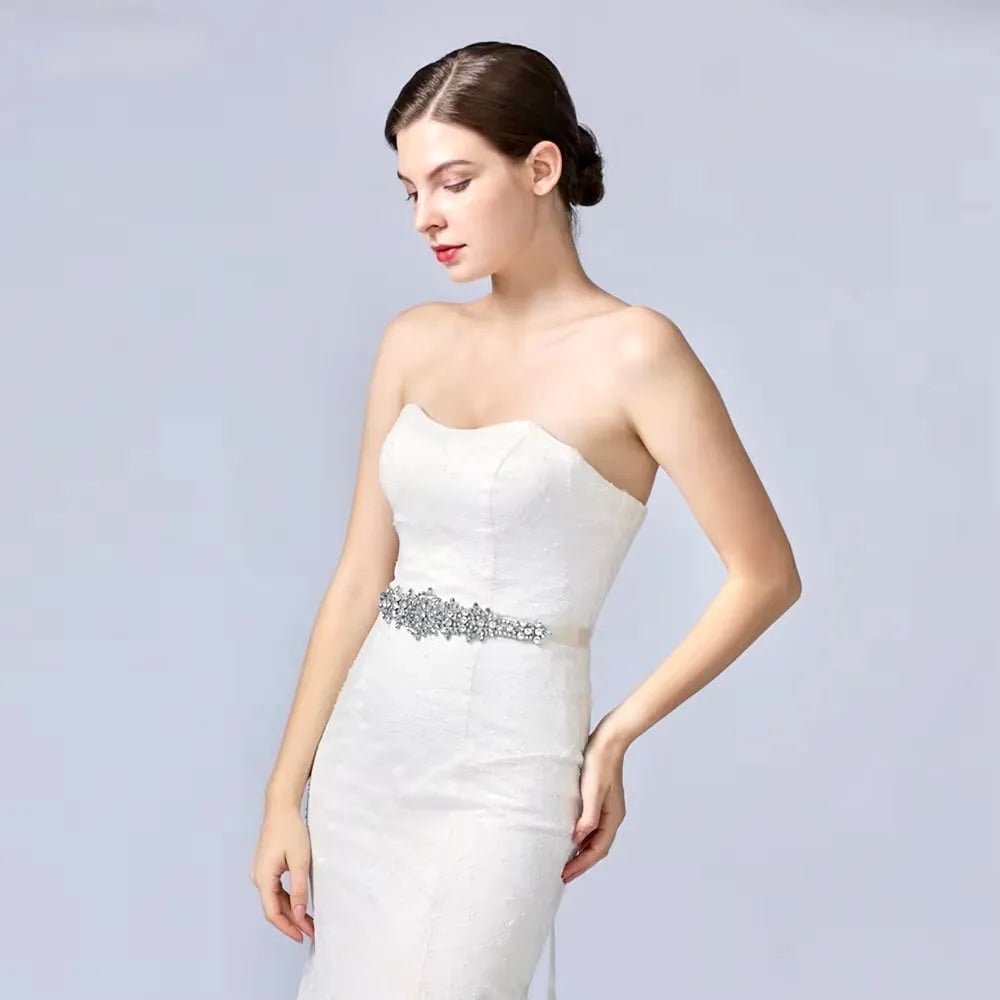 Wedding Accessories - Silver Crystal Bridal Belt/Sash