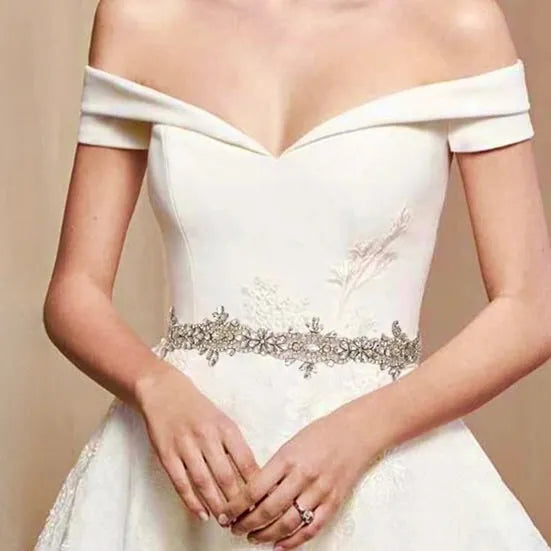 Wedding Accessories - Silver Crystal Bridal Belt/Sash