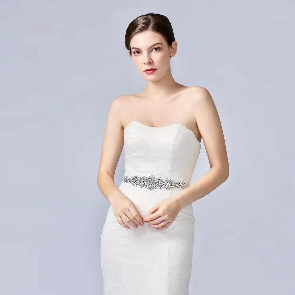Wedding Accessories - Silver Crystal Bridal Belt/Sash