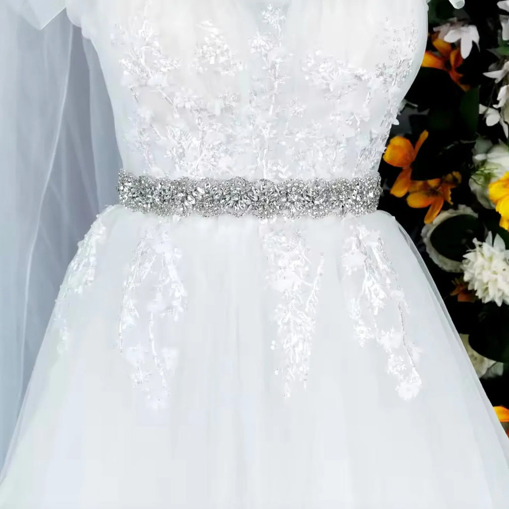 Wedding Accessories - Silver Crystal Bridal Belt/Sash