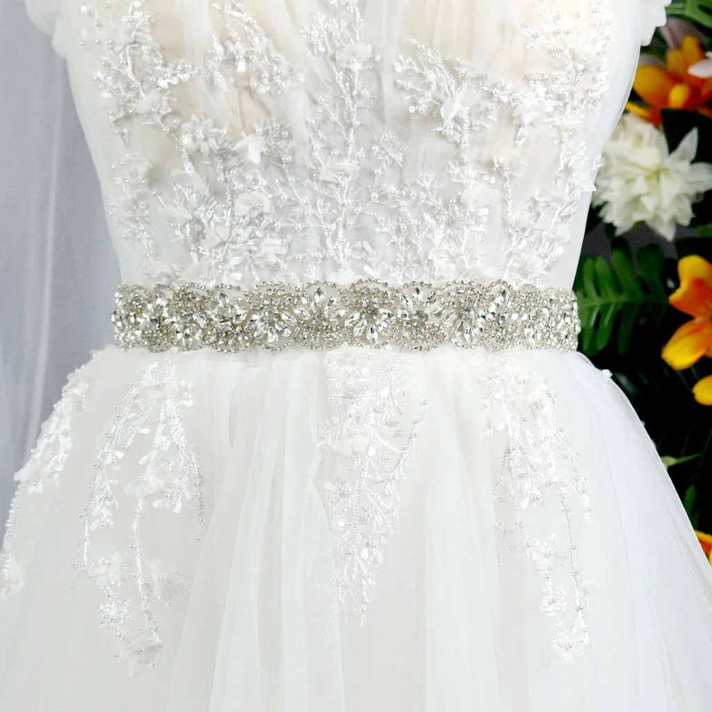 Wedding Accessories - Silver Crystal Bridal Belt/Sash