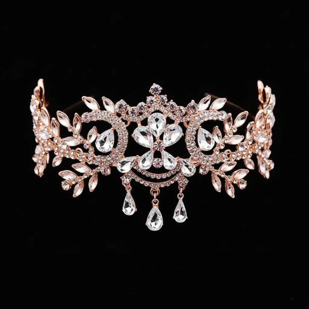 Crystal Forehead Chain Bridal Headpiece - Silver, Gold & Rose Gold Yellow Gold Crystal Forehead Chain Bridal Headpiece - Silver, Gold & Rose Gold Yellow Gold