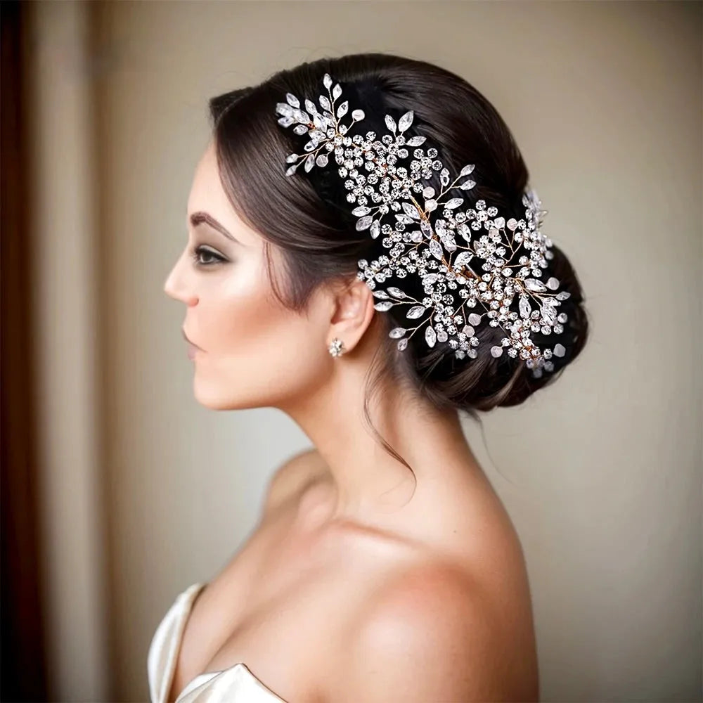 Wedding Hair Accessories - Crystal Bridal Headdress - Available in Silver and Gold