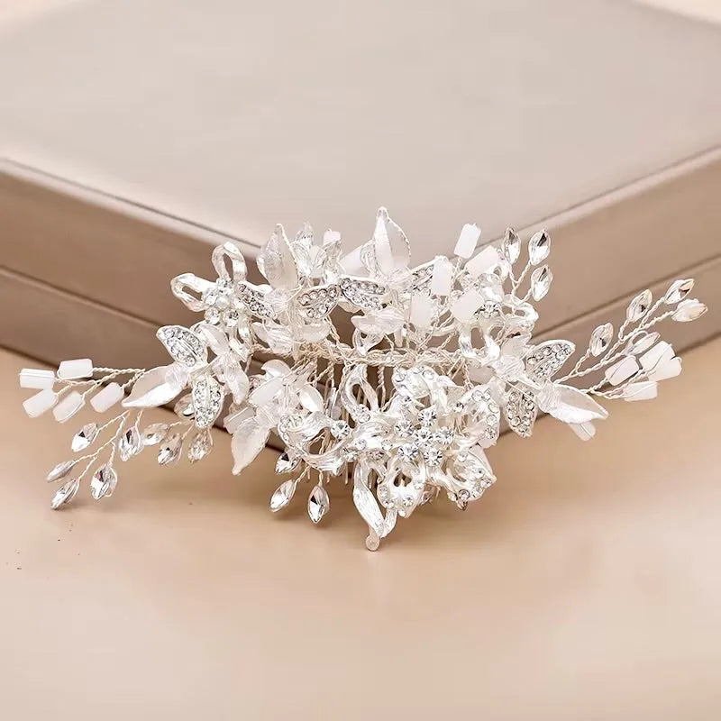 Andra - Crystal Bridal Hair Comb - Available in Silver, Rose Gold and Yellow Gold
