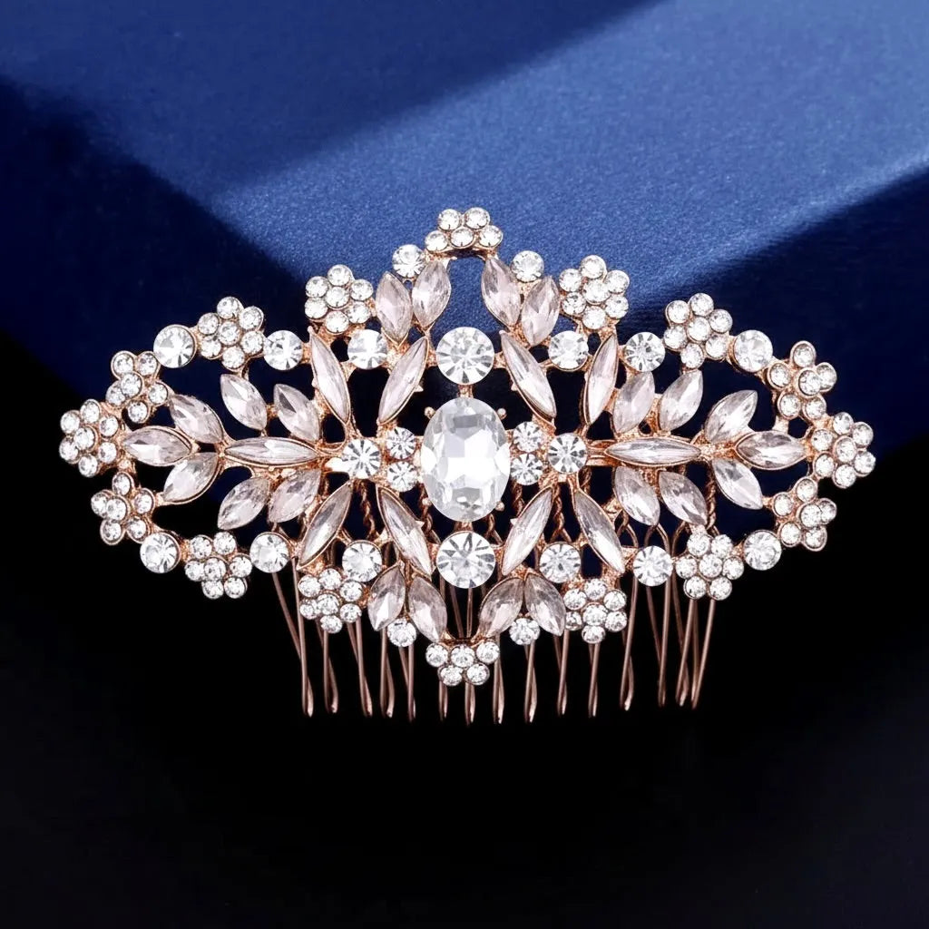 Crystal Bridal Hair Comb in Silver, Gold & Rose Gold  display picture 3
