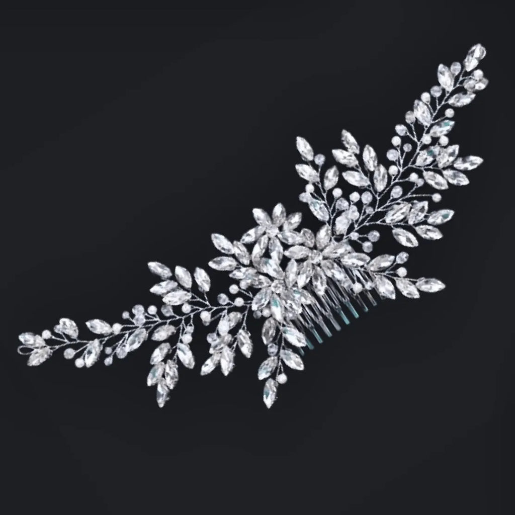 Ina - Pearl and Crystal Bridal Hair Comb - Available in Silver, Rose Gold and Yellow Gold