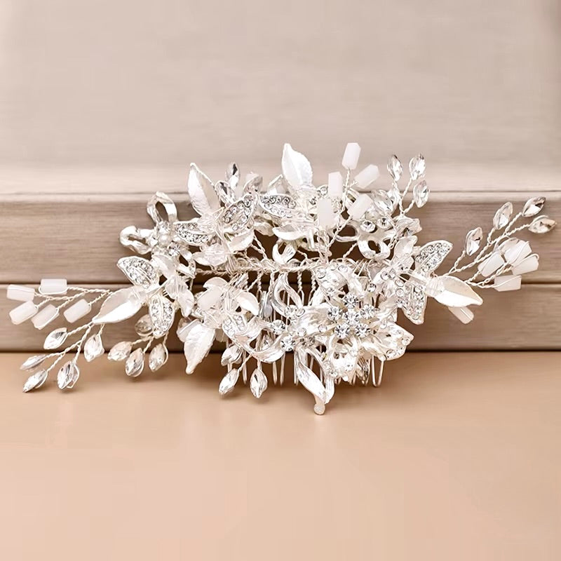 Andra - Crystal Bridal Hair Comb - Available in Silver, Rose Gold and Yellow Gold
