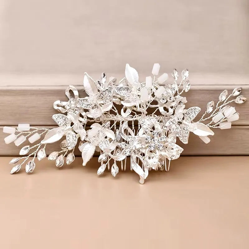 Andra - Crystal Bridal Hair Comb - Available in Silver, Rose Gold and Yellow Gold