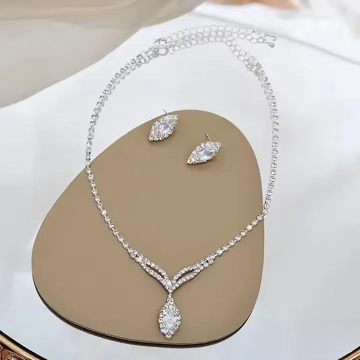 Bridal Jewelry - Crystal Bridal Necklace and Earrings Set