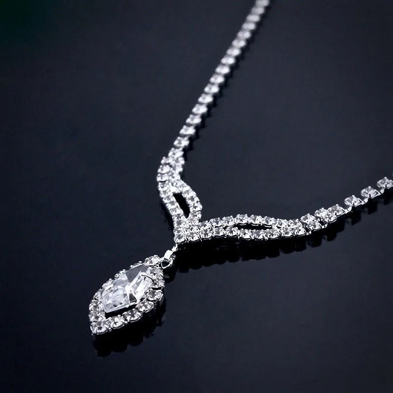 Bridal Jewelry - Crystal Bridal Necklace and Earrings Set