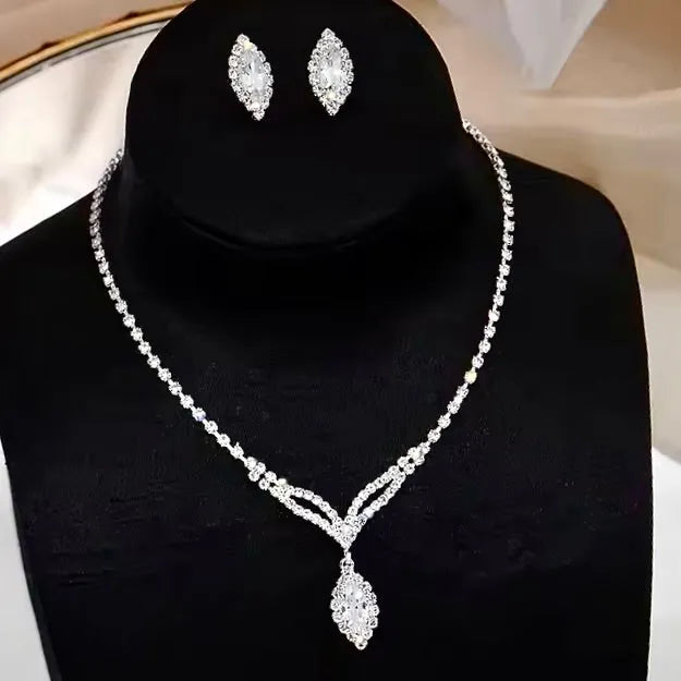 Bridal Jewelry - Crystal Bridal Necklace and Earrings Set