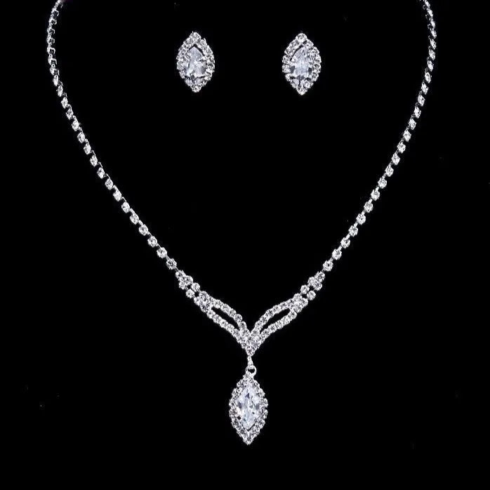 Bridal Jewelry - Crystal Bridal Necklace and Earrings Set