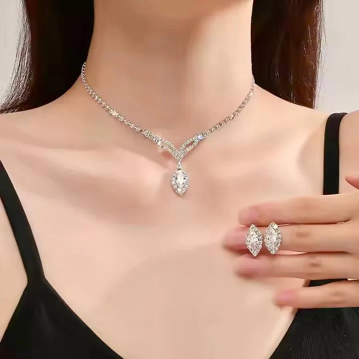 Bridal Jewelry - Crystal Bridal Necklace and Earrings Set