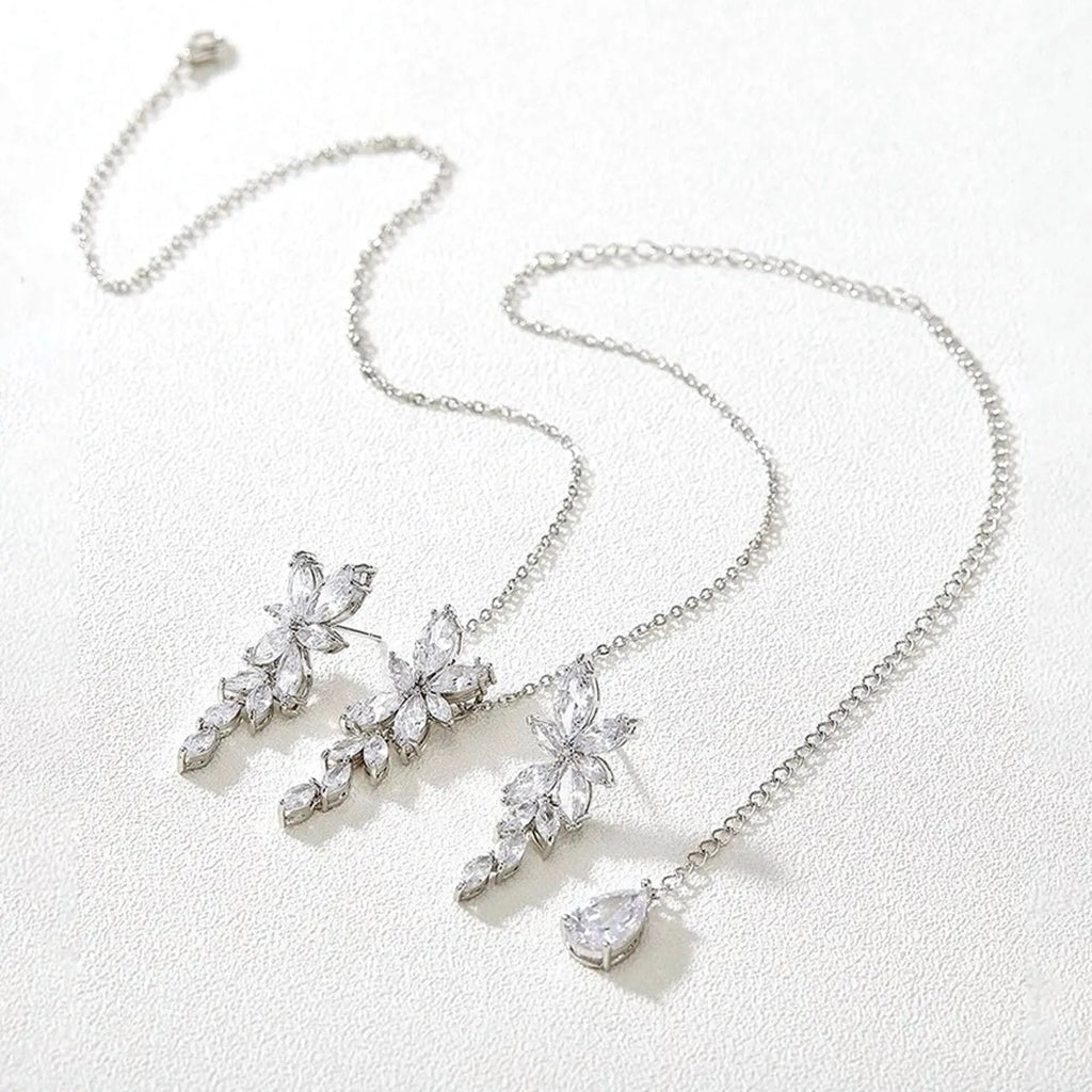"Vivienne" - Cubic Zirconia Bridal Jewelry Set - Available in Silver, Rose Gold and Yellow Gold