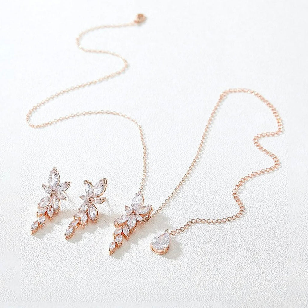 "Vivienne" - Cubic Zirconia Bridal Jewelry Set - Available in Silver, Rose Gold and Yellow Gold