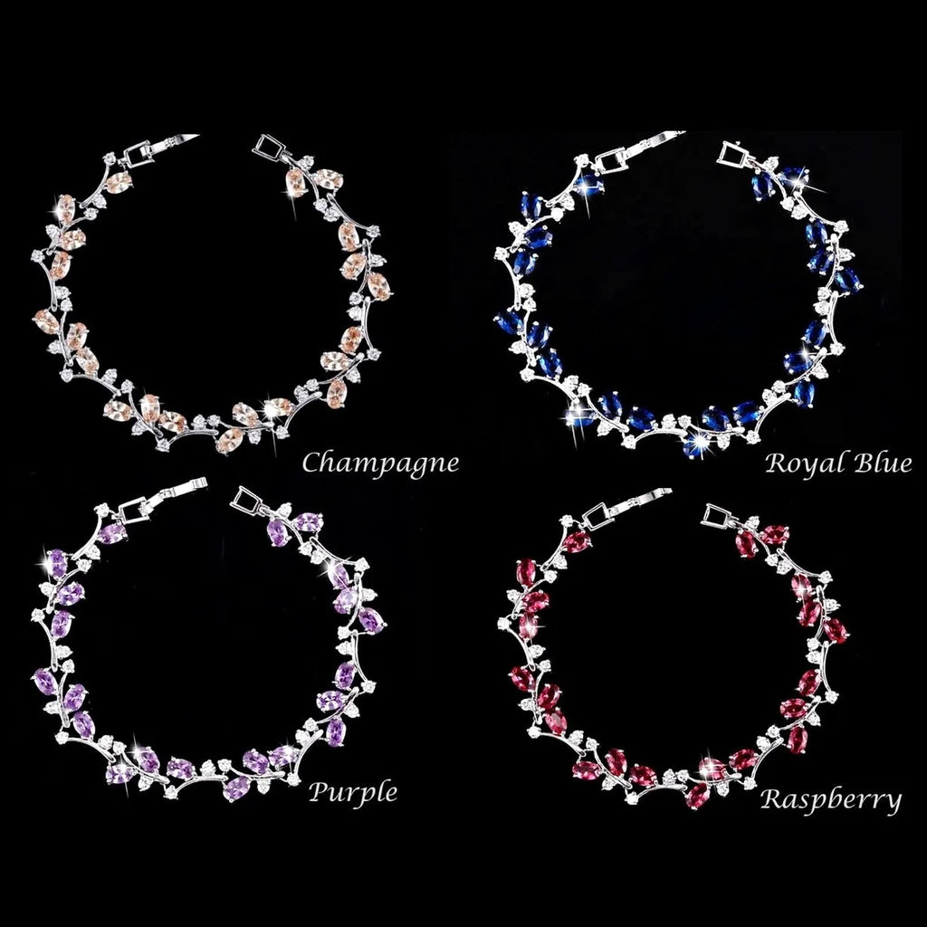 Wedding Jewelry - Cubic Zirconia Vine Bridal Bracelet - More colors available