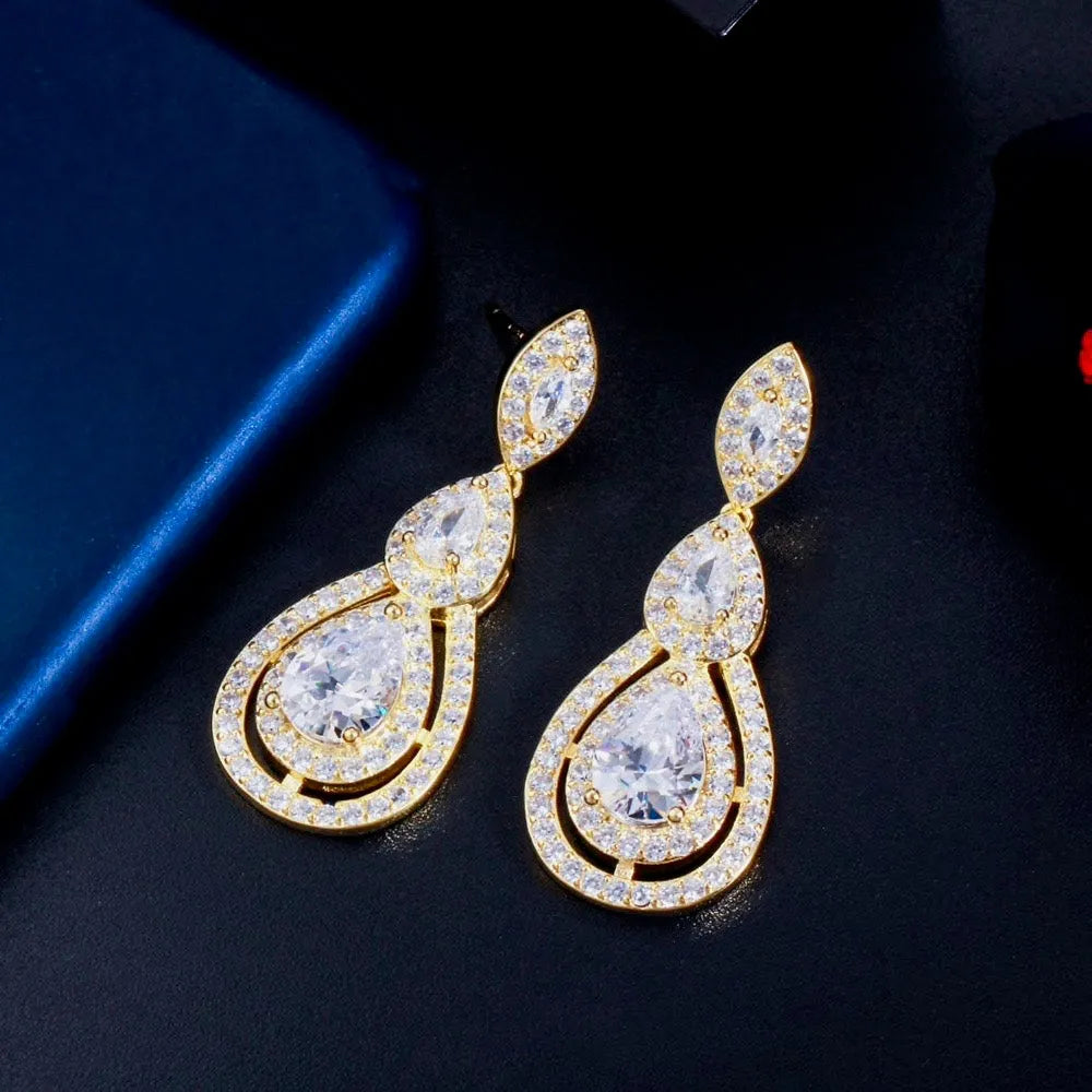 Wedding Jewelry - Cubic Zirconia Bridal Earrings - Available in Silver, Rose Gold and Yellow Gold