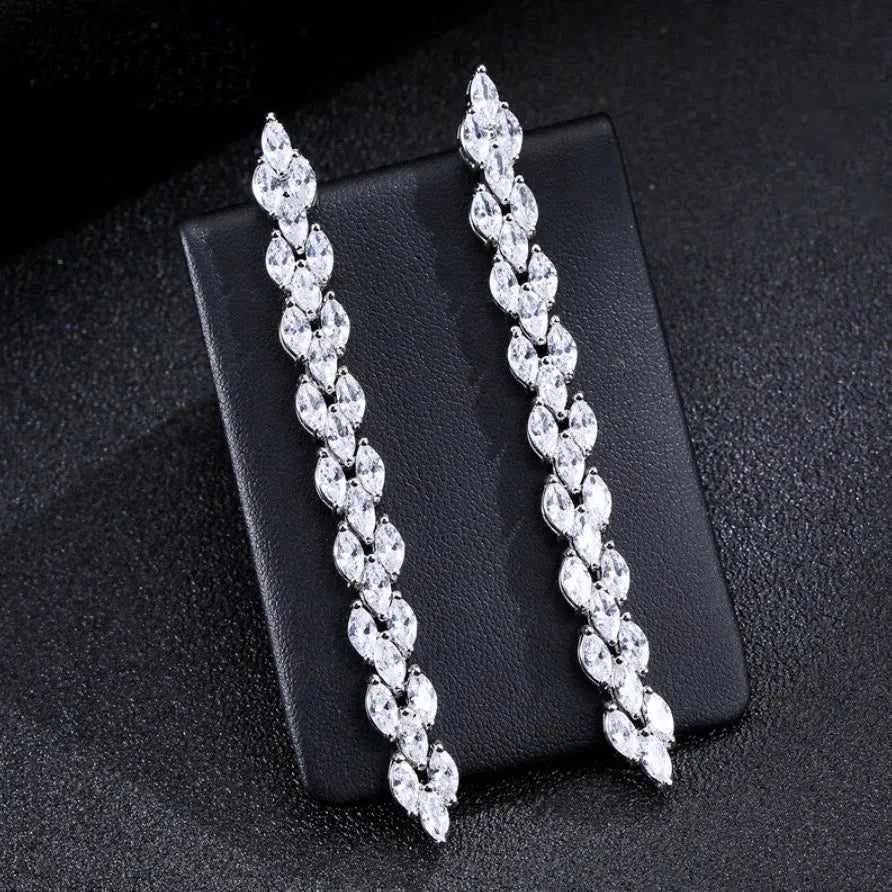 Wedding Jewelry - Silver Cubic Zirconia Bridal Three-Piece Jewelry Set