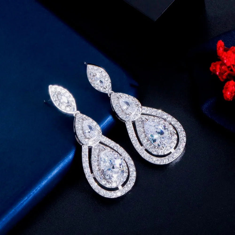 Wedding Jewelry - Cubic Zirconia Bridal Earrings - Available in Silver, Rose Gold and Yellow Gold
