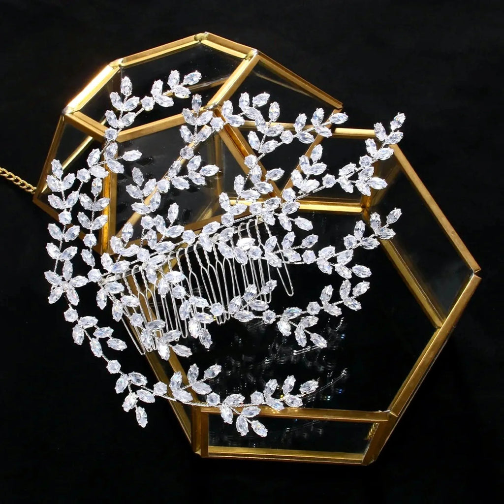 Wedding Hair Accessories - Cubic Zirconia Bridal Hair Comb - Available in Silver and Yellow Gold
