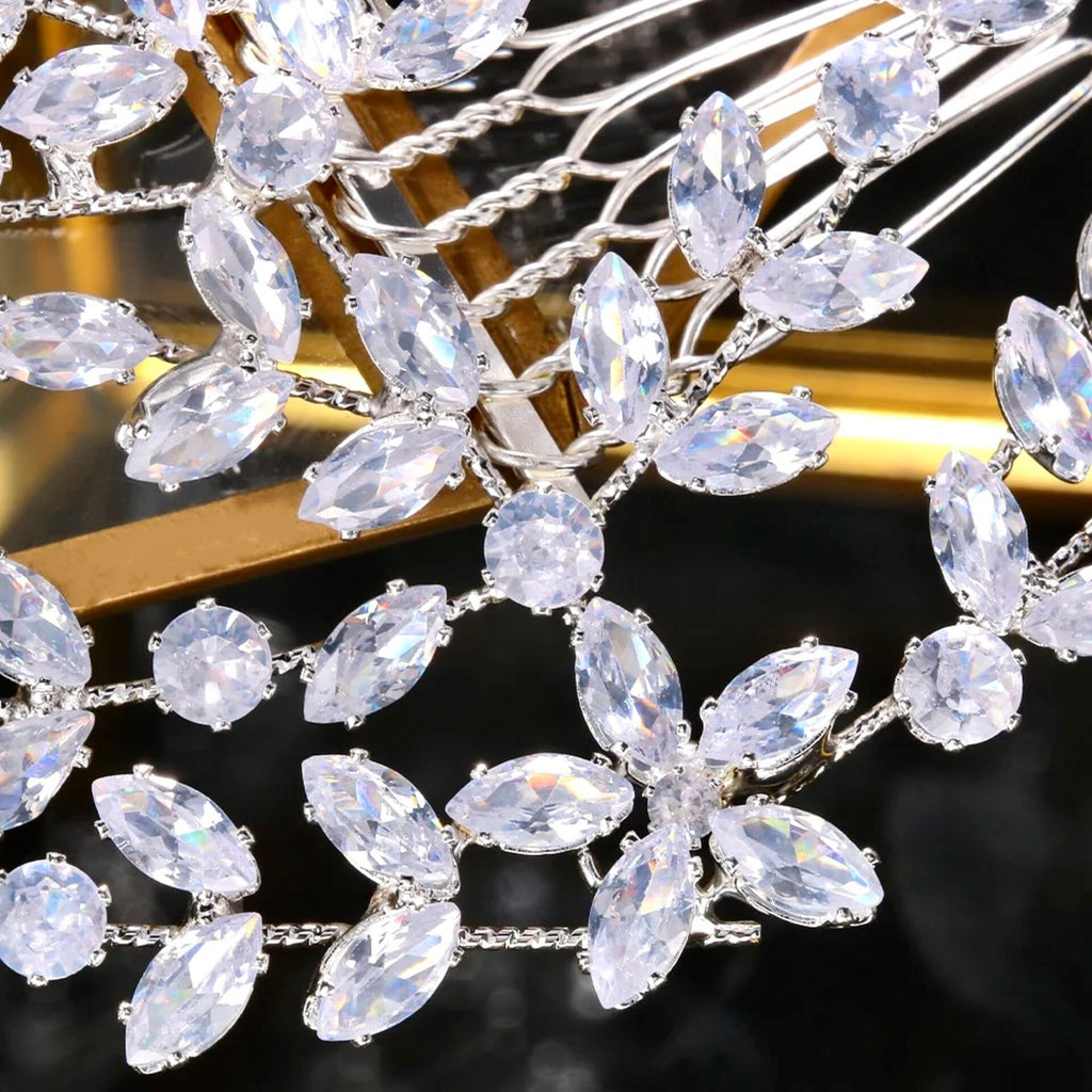 Wedding Hair Accessories - Cubic Zirconia Bridal Hair Comb - Available in Silver and Yellow Gold