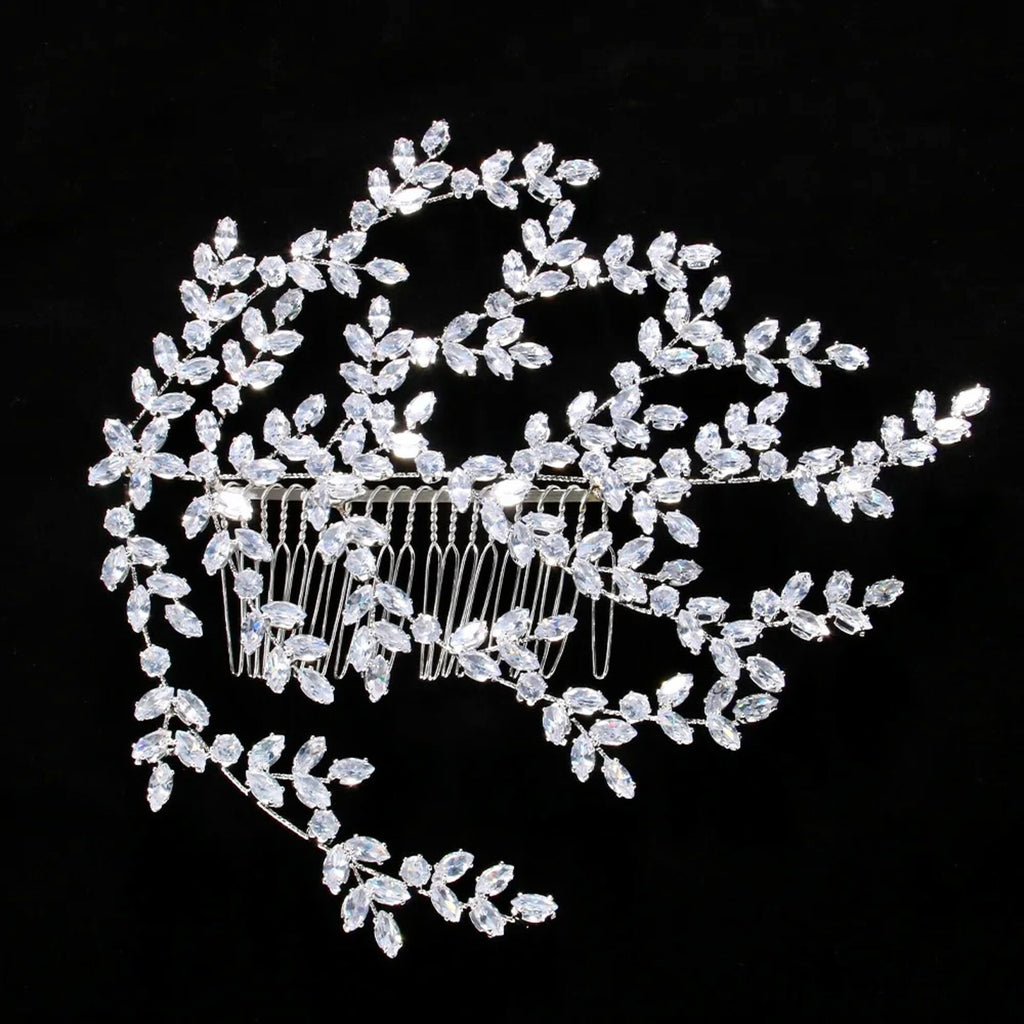 Wedding Hair Accessories - Cubic Zirconia Bridal Hair Comb - Available in Silver and Yellow Gold