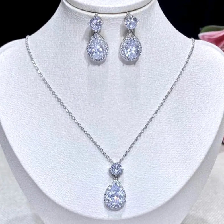 Wedding Jewelry - Cubic Zirconia Bridal Jewelry Set - Available in Silver, Rose Gold and Yellow Gold